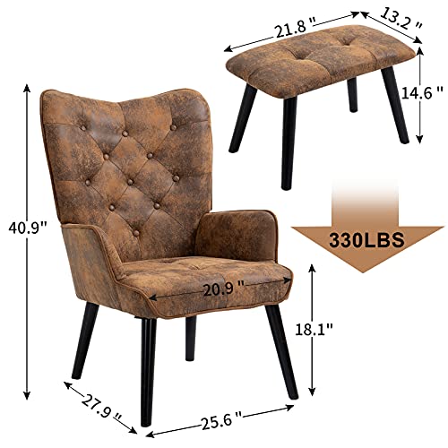ECOTOUGE WingBack Chair with Footrest(AntiSkid Feet Caps), Modern