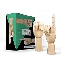 Wooden-Hand-Model-Posable-Drawing-Mannequin Wood Flexible Moveable Fingers Manikin Hand Artist Figure Left and Right Hand for Sketching Home Office Desk Joints Kids Children Toys Gift 8 INCH