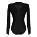 Blooming Jelly Women's Long Sleeve Lace Up Deep V Neck Short Bodysuit Playsuit,Black,Small