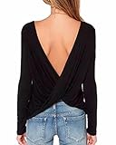 LIREROJE Women's Loose Backless Long Sleeve Top Blouse