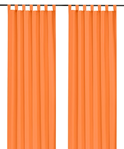 heimtexland Rideau décoratif avec passants et passants Orange uni 245 x 140 cm