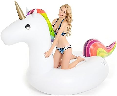 Funfloaty Giant Inflatable Unicorn Pool Floats Outdoor Swimming Pool Floatie Float Lounge For Adults and Kids