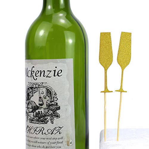 Monrocco 25 Pack Champagne Glasses Cupcake Toppers Cheers Cupcake Topper DIY Cupcake Decoration Cake Picks Dessert Decoration Party Birthday Decor