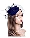 Cizoe Fascinators Hats 20s 50s Hat Pillbox Hat Cocktail Tea Party Headwear with Veil for Girls and Women(B-navy)