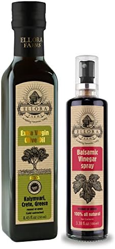 Ellora Farms | Certified Extra Virgin Olive Oil and Balsamic Spray | Product if Greece | Glass Bottles Combo Pack