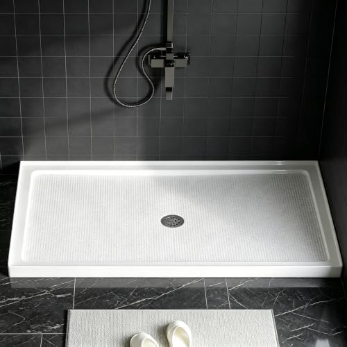 60 x 36 inch Shower Base Center Drain, Shower Pan with Slip Resistant Textured…