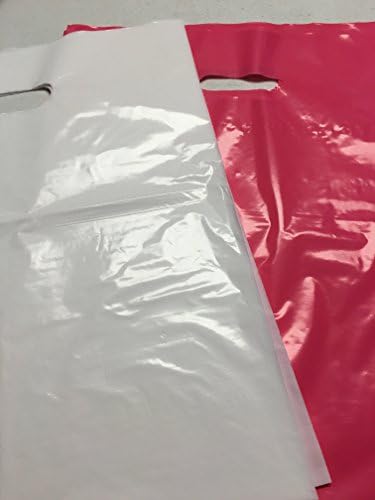 200 pack Glossy PINK &amp; WHITE 12 x 15 Plastic Merchandise Bags, Retail, Favor, Event Goody Bag