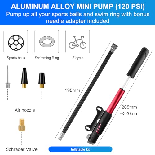 Ninonly Bicycle Tool Kit 27pcs with Pump 120PSI and Multitool 16 in 1 Complete Bike Repair Kit Patch and Levers for Camping Travel Bag
