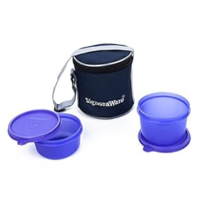 Signoraware Executive Small Lunch Box with Bag, 15cm, Deep Violet