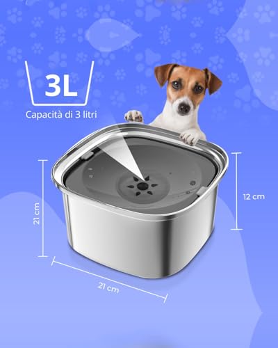NOOGUI - Bowl for Dogs - Capacity 3L - Anti-drip Bowl Anti-Spill Anti-tip - Animal Accessory Non-Slip Base - Dog Water Bowl - Dispenser with 4 Bags Included