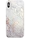 JIAXIUFEN Compatible with iPhone Xs Max Case Shiny Rose Gold Cloud Gray Marble Slim Shockproof Flexible Bumper TPU Soft Case Rubber Silicone Cover Phone Case