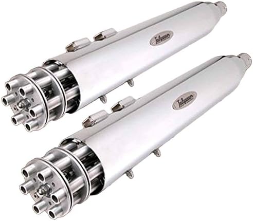 FLGS-201 Tailgunner Gunships Chrome Slip On Mufflers with Polished Barrels for 1995-Newer Harley FLH/FLT Touring Models