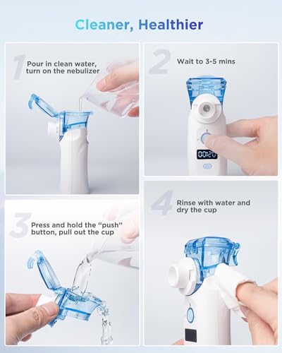 Rechargeable Portable Nebulizer with Adjustable Mist Rate, Low Noise Handheld Design, Lightweight and Easy to Use for Pets Home and Travel