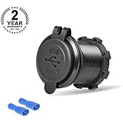 Rydonair Aluminum 4.2A Dual USB Charger Socket Power Outlet 2.1A & 2.1A for Marine, Boat, Car, Golf Cart, RV,UTV, ATV, etc (Non Illuminated)