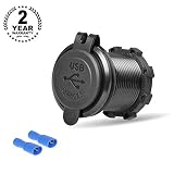Rydonair Aluminum 4.2A Dual USB Charger Socket Power Outlet 2.1A & 2.1A for Marine, Boat, Car, Golf Cart, RV,UTV, ATV, etc (Non Illuminated)