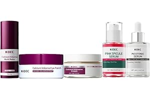 Calcium Daily Skin Care Kit with Calcium Multi Balm Stick,Pink Spicule Serum,Hydrating & Firming & Lifting Facial Cream,Serum