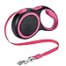 Retractable Dog Leash 16 ft Heavy Duty Walking Leashes Perfect for Medium Small Dog One Button Brake & Lock Comfortable Hand Grip Tangle Free with Anti-Slip Handle (Pink)