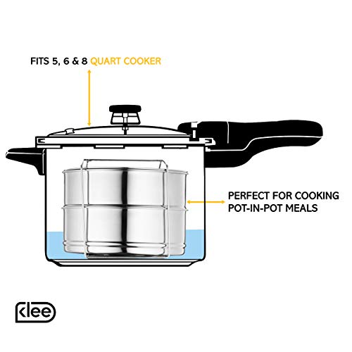 Klee Utensils 3-Piece Stackable Stainless Steel Pressure Cooker Insert Pans with Lid