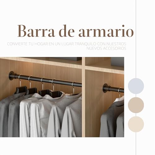Venwemong Wardrobe Rod, Extendable Clothes Bar, Sturdy Stainless Steel for Wardrobe and Storage, White, Length 85 – 230 cm, Diameter 32 mm