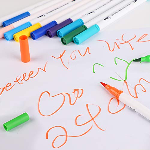Colouring Pens for Adults and Kids, bedee 48 Colours Dual Tip Brush Pens Set - Felt Brush Tip & Finelines Tip, Art Watercolour Markers Pen for Colouring Books, Drawing, Painting, Bullet Journal