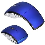 Mchoice 2.4G Wireless Foldable Folding Arc Optical Mouse for Microsoft Laptop Notebook (Blue)