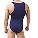 YUFEIDA Mens High Cut Wrestling Singlet Leotard Smooth Thong Bodysuit Jumpsuit Briefs Vest Swimwear(Navy M)