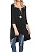 Naggoo Womens 3 4 Sleeve High Low Handkerchief Hemline Tunic Top Black