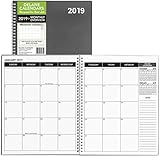 Monthly Daily Planner 2019 Calendar/Appointment Book, Grey Cover, 8.5 x 11 inches, 15 Months (AP-002)