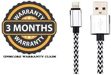 UNMCORE Nylon Braided Power Bank USB Charging Data Cable for iPhone (20 cm) - Silver