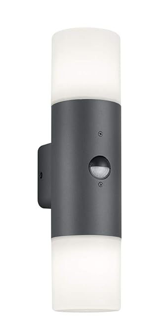 Trio Leuchten Hoosic 222260242 Außen Wandleuchte, Aluminium, Anthrazit/Weiß, Bewegungsmelder