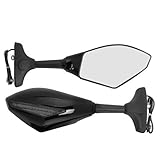 Amazinea 2pcs Front&Black Intergrated Amber LED Turn Signal Blinker Rearview Side Mirror For Honda Yamaha Kawasaki Ninja (Smoke, Black)