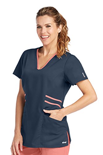 Grey s anatomy active 41458 v-neck top steel/taffy m