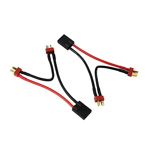OliYin 2pcs 2-Male Anti-Skid Deans to 1-Female Traxxas TRX Series Cable 3.93inch Connector Adapter(Pack of 2)