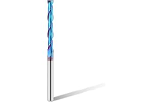 HQMaster Extra Long Spiral Router Bit Upcut 1/4 Inch Shank Solid Carbide CNC Router Bit with Nano Blue Coating CNC Bits End Mill for Woodwork Mortise Slot Trim