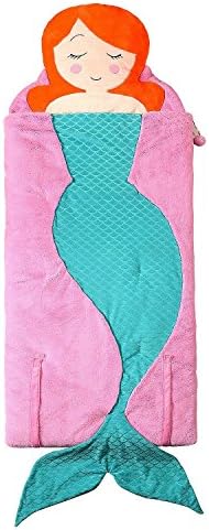 Kids Plush Animal Slumber/Sleeping Bag with Super-Soft Cozy Faux Fur (Mermaid)