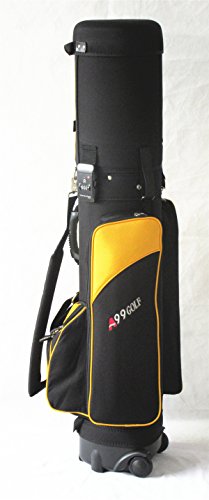 A99 Golf Travel Mate III Carryon Travel Cover Hard Case Hybrid Travel Bag with TSA Lock + One Protection Skin (Black/Gold)