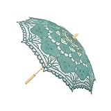 Topwedding Handmade Embroidered Cotton Wedding Umbrella Parasol Favors, Green