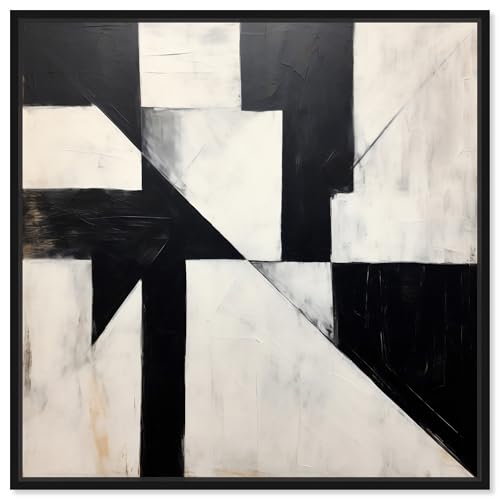 Monochrome Cubism Canvas Black And White Abstract Art By Notoriart, Black Frame…