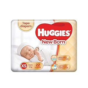 Huggies Ultra Soft Extra Small / New Born (XS / NB) Tape Diapers (22 Counts)