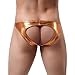 YouBin Men's Faux Leather Bikini Briefs Underwear Open Back Jockstrap Thongs Panties