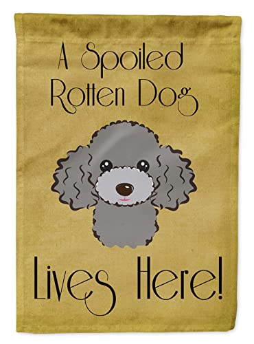 Caroline's Treasures BB1507GF Silver Gray Poodle Spoiled Dog Lives Here Garden…