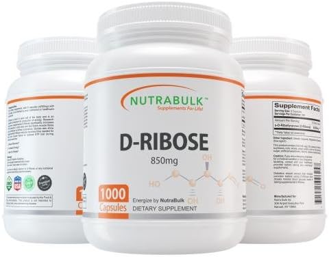 NutraBulk D-Ribose 4250mg per dose - 850mg Capsules - 1000 Count - 200 Servings
