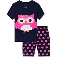 Little Pajamas Owl Sleepwear 100% Cotton Summer Short Toddler Pjs Clothes Shirts 5T