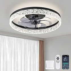 Mcestna Flush Mount Black Ceiling Fans with Lights