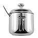 Newness Stainless Steel Sugar Bowl with Lid and Sugar Spoon for Home, Cylinder Shape, 8.44 Ounces(250 Milliliter)
