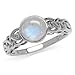 Silvershake 7mm Natural Round Shape Moonstone White Gold Plated 925 Sterling Silver Celtic Knot Solitaire Ring
