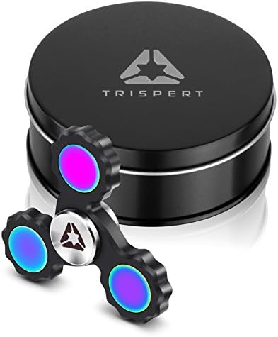 Trispert EDC Fidget Spinner with Supper Fast Bearings, High Quality Black Color Hand Toy, Ultra Durable CNC Machined Aluminium, Ultra Long, Up to 5 minutes Run Time