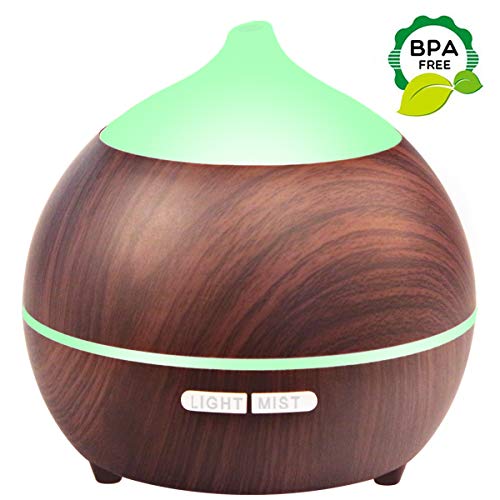 Diffuser for Essential Oils, 250ml Essential Oil Diffuser Aromatherapy Therapy Diffuser Wood Grain, Waterless Auto Shut off, 7 Colors Light