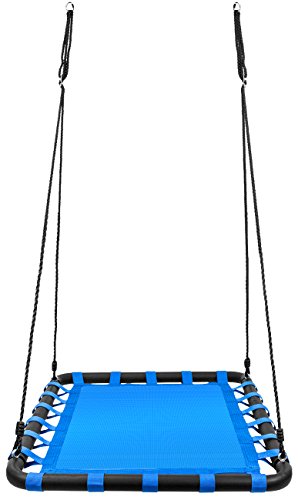 Sorbus Spinner Platform Swing - Kids Indoor/Outdoor Rectangular Mat Swing - Great for Tree, Swing Set, Backyard, Playground, Playroom - Accessories Included (40 x 30, Square Blue)
