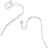 KISSITTY 200-Piece Silver French Hook Ball Dot Earwires 22x11mm Dangle Earring Wires Findings
